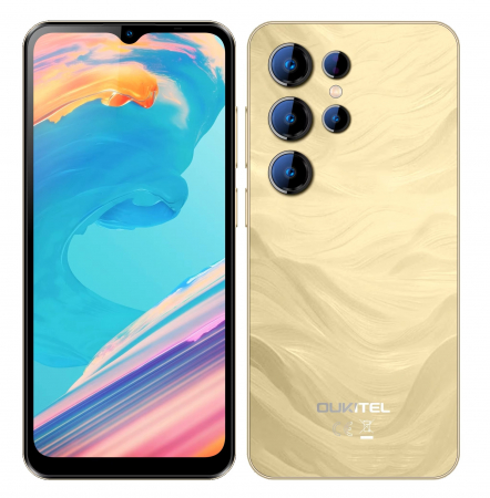 Telefoane - Telefon Mobil Oukitel C2, Auriu, 4G, 6.52" IPS, 16GB RAM (4GB RAM + 12GB Extensibili), 64GB ROM, 13MP, Android 14, Unisoc T606, OTG, Jack, 5000mAh, Dual SIM