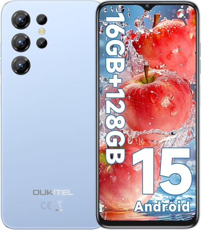 Smartphones - Mobile Phone Oukitel C1, Blue, 4G, 6.52" IPS, 16GB RAM (4GB + 12GB expandable), 128GB ROM, 13MP, Android 15, Unisoc T606, OTG, 5150mAh, 10W, Dual SIM