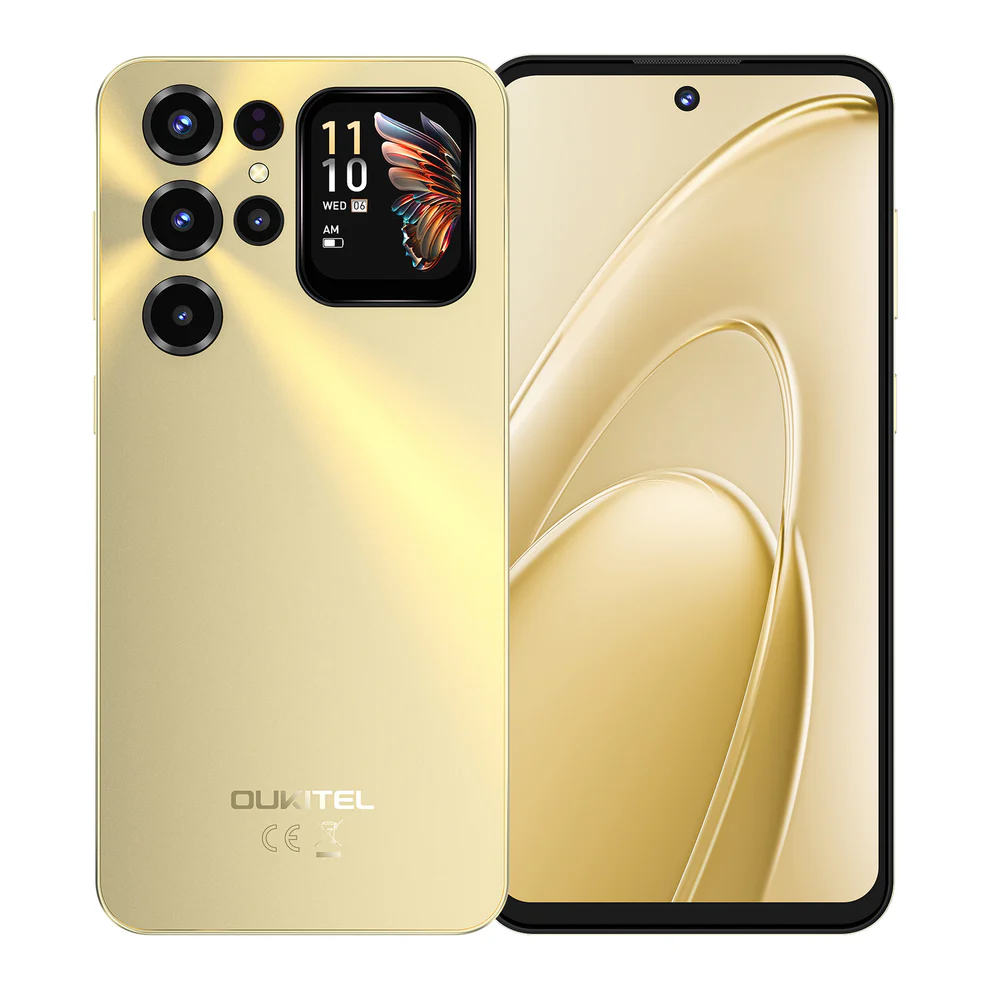 Oukitel mobiltelefonok - Oukitel C68 Plus mobiltelefon, Arany, 4G, 7.2" 120Hz, 16GB RAM (4GB + 12GB Bővített), 128GB ROM, 1.81" Hátsó Kijelző, 64MP, Android 15, Unisoc T615, OTG, 6000mAh, Dual SIM