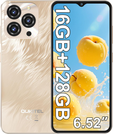 Producatori Telefoane - Telefon Mobil Oukitel C3, Auriu, 4G, 6.52" HD+ 90Hz IPS, 16GB RAM (4GB + 12GB extensibili), 128GB ROM, 13MP, Android 14, Unisoc T606, OTG, 5000mAh, 10W, Dual SIM