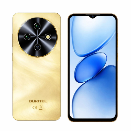 Oukitel C5 Mobiltelefon, Arany, 4G LTE, 6.6" HD+ Kijelző, 16GB RAM (4GB + 12GB Bővíthető), 64GB, 13MP Kamera, Android 14, Dual SIM [1]
