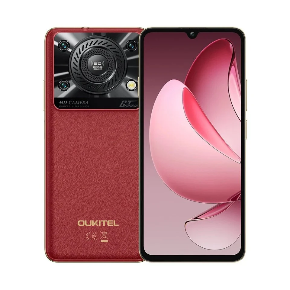 Phone - Mobile Phone OUKITEL C60, Red, 4G, 6.88" HD+ IPS, 16GB RAM (4GB + 12GB Extended), 128GB ROM, 13MP, Android 15, Unisoc T606, 110dB Loudspeaker, Flashlight, 10000mAh, 18W, Nano SIM