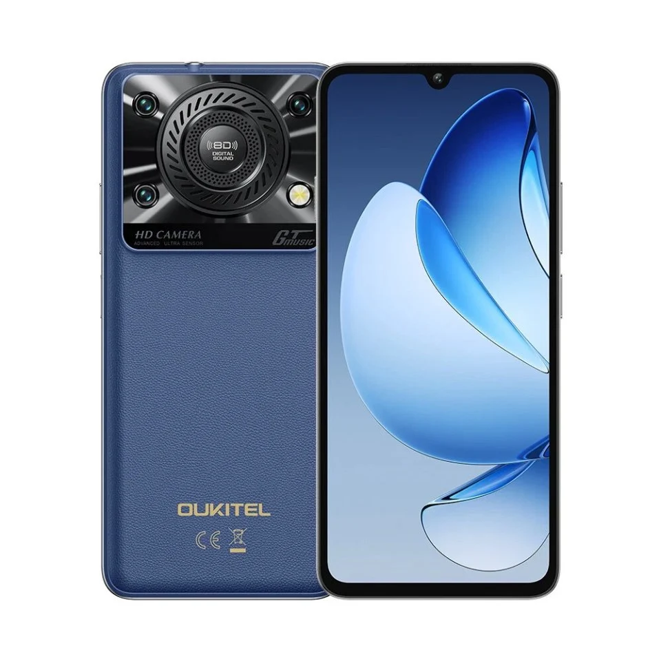 Phone - Mobile Phone OUKITEL C60, Blue, 4G, 6.88" HD+ IPS, 16GB RAM (4GB + 12GB Extended), 128GB ROM, 13MP, Android 15, Unisoc T606, 110dB Loudspeaker, Flashlight, 10000mAh, 18W, Nano SIM
