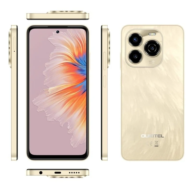 Mobiltelefon Oukitel C65 Arany, 4G, 6,7″ HD+ 90Hz, 16GB RAM (4GB+12GB bovithetö), 128GB ROM, 50MP+8MP kamera, Android 15, Octa-Core, 5150mAh, Dual SIM [1]