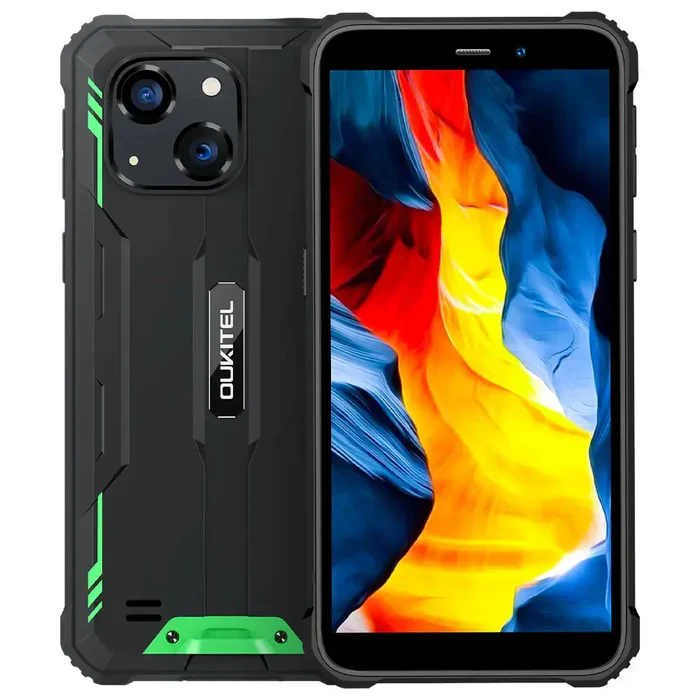 Producatori Telefoane - Telefon Mobil Oukitel G2, Verde, 4G, 6.0" HD IPS LCD, Android 14, 16GB RAM (4GB +12GB expensibili), 64GB ROM, 13MP, T606 Octa-core, NFC, Radio, IP68/IP69K, 6300mAh, 10W, Dual SIM
