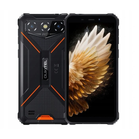 Telefoane mobile Oukitel - Telefon Mobil Oukitel G3, Orange, 4G, Ecran Waterdrop HD+ de 6", 16GB RAM(4GB + 12GB Extensibili), 64GB ROM, 13MP, Android 14, MT6762, Face ID, Buton Personalizabil, 6300mAh, 10W, Dual SIM