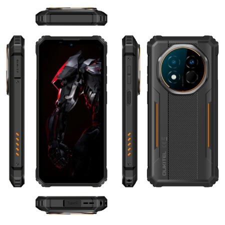 Telefoane Rezistente - Telefon Mobil OUKITEL G6 Rugged, Portocaliu, 4G LTE, Ecran 6.52" 90Hz, 16GB RAM (4GB + 12GB extensibili), 128GB, Cameră 64MP, Android 16, 10600mAh, NFC, Dual SIM