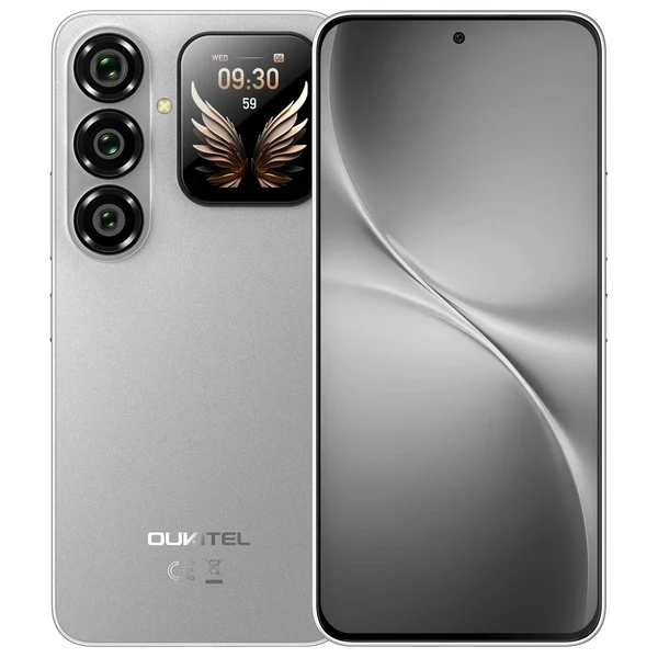 Phone - OUKITEL P2 Plus Mobile Phone, Gray, 5G, 6.7" AMOLED 120Hz, 1.81" Secondary Display, 36GB RAM (12GB+24GB Extended), 256GB ROM, Dimensity 7100, Android 16, NFC, eSIM, WiFi 6, 5000mAh, 45W, Dual SIM