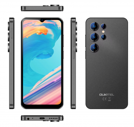 Mobile Phone Oukitel C2, Black, 4G, 6.52" IPS, 16GB RAM(4GB RAM +12GB Extended), 64GB ROM, 13MP, Android 14, Unisoc T606, OTG, Jack, 5000mAh, Dual SIM [1]