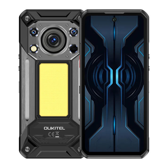 Tartós Telefonok - Oukitel WP500 Mobiltelefon, Fekete , 5G, 6.8" FHD+ 120Hz, 36GB RAM (12GB + 24GB bővíthető), 1TB ROM, Dimensity 8300, 108MP + 8MP Éjjellátó Kamera, Kemping Lámpa, 10000mAh, 45W, Dual SIM