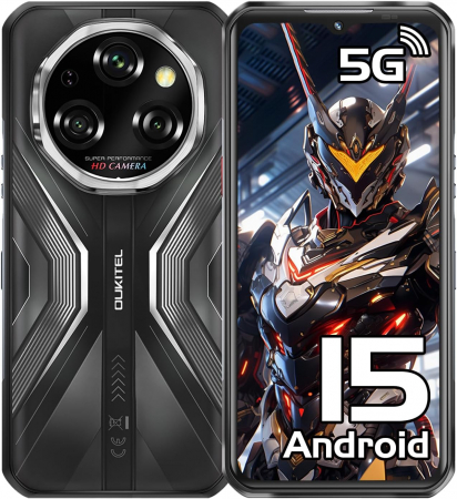 Telefoane - Telefon Mobil Oukitel WP55, Negru, 5G, 6.6" FHD+ 120Hz, 36GB RAM (12GB+24GB Extensibil), 256GB ROM, Android 15, Dimensity 7025, 108MP+32MP, NFC, Face ID, 11000mAh, 33W, Dual SIM