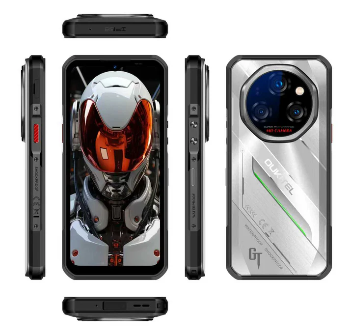 Telefon Mobil Oukitel WP62, Gri, 5G, 6.6" FHD+ 120Hz, 48GB RAM (16GB + 32GB Extensibili), 512GB ROM, Android 15, MTK Dimensity 7025, 108MP, Night Vision, NFC, Face ID, 11000mAh, 33W, Dual SIM [1]