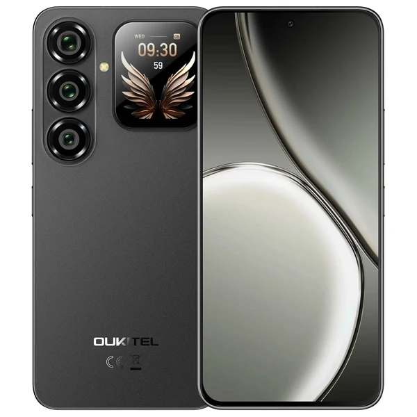 Phone - OUKITEL P2 Plus Mobile Phone, Black, 5G, 6.7" AMOLED 120Hz, 1.81" Secondary Display, 36GB RAM (12GB+24GB Extended), 256GB ROM, Dimensity 7100, Android 16, NFC, eSIM, WiFi 6, 5000mAh, 45W, Dual SIM