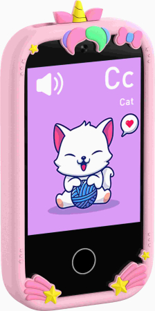 iSEN W5 Gyermek Mobiltelefon, Rózsaszín, 2.8" Érintőképernyő, 32GB ROM, Többfunkciós (Fotó, Videó, Játékok, Zene, Oktatás), 30W Pixeles Kamera, 600mAh, DC-5V, Szilikon Tok [4]