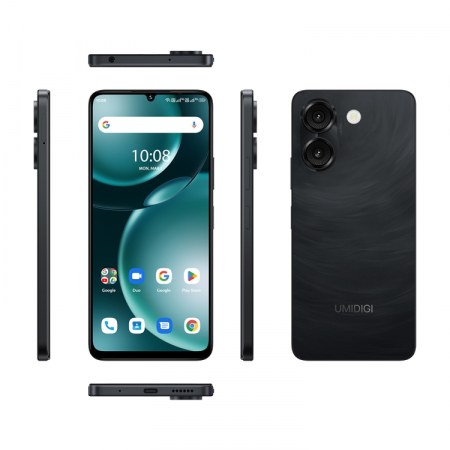 Telefon mobil UMIDIGI G9A, Negru, 4G, 6.75" HD+, 8GB RAM (4GB + 4GB extensibili), 64GB ROM, Android 14 Go, 13MP Ultra-Clear AI Camera, 5000mAh, Dual SIM [1]