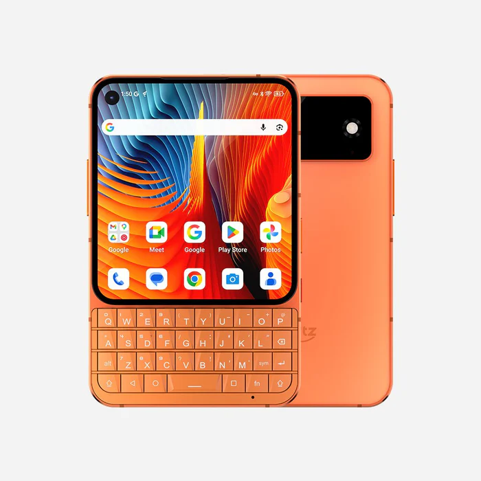 Telefon Gyártók - Unihertz Titan 2 Elite Okostelefon, Narancssárga, 5G, QWERTY Billentyűzet, 4.03" AMOLED 120Hz, 12GB RAM, 256GB ROM, Dimensity 7400, 50MP + 50MP , 33W Gyorstöltés, Android 16, NFC, Dual SIM + eSIm
