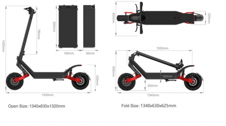 Összecsukható elektromos roller iSEN X10 Fekete, Felújított, 11 inch, 2x 600W, legnagyobb hatótávolság 100 km, sebesség akár 40 km/h, levehető 48V 18.2Ah akkumulátor [8]
