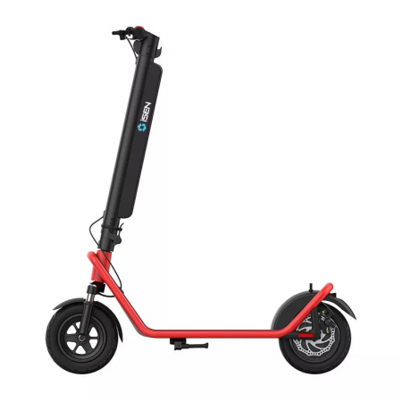 iSEN - Trotineta electrica pliabila iSEN X11 2026 Rosu, 10 inch, suspensie fata, 500W, autonomie max. 50km, viteza max. 25km/h, baterie detasabila