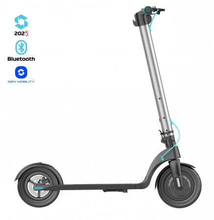 Trotineta electrica pliabila iSEN X7 Pro 2025 Silver, Aplicatie, BT, 10", motor 350W, autonomie max. 25km, pana la 32km/h, baterie detasabila [6]