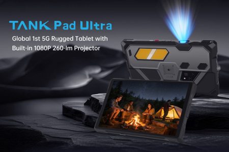 Tablets - Unihertz 8849 Tank Pad Ultra  Tablet, Black, 1080P Projector, 5G, 10.95" Display, 32GB RAM (16GB + 16GB Expandable), 512GB ROM, 64MP Night Vision, NFC, Dual SIM