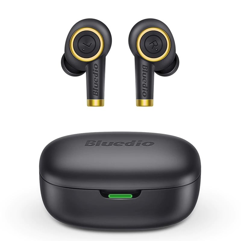 Casti bluetooth semi-in-ear Bluedio Particle cu cutie de incarcare si transport de 650mAh, Microfon,