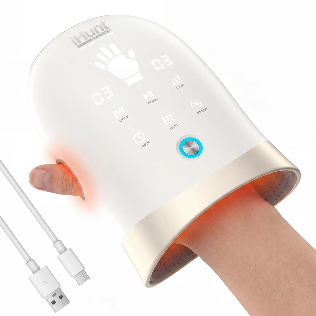 Aparat de Masaj pentru Mâini și Degete iHunt SPA HandMassage Heat Pro, Compresie cu Aer, Încălzire Duală, 6 Programe, Baterie 4000mAh
