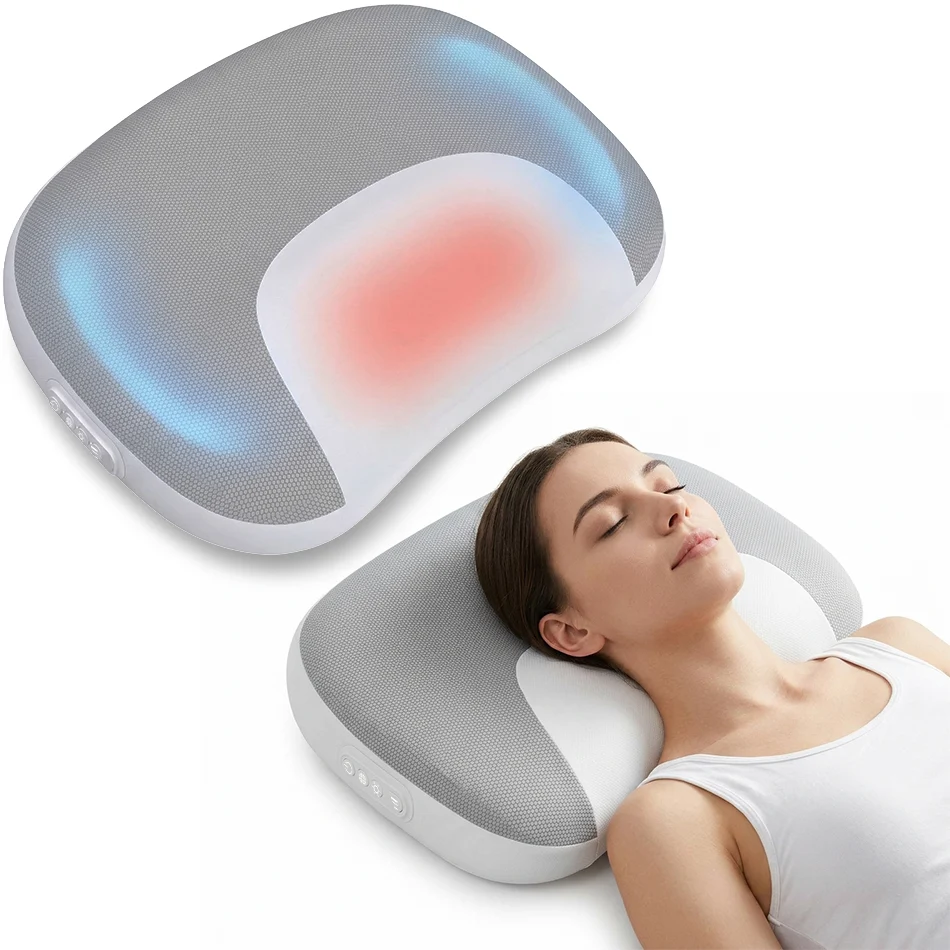 Pernă de Masaj Cervical și Lombar iHunt SPA DreamRelax 4D Pillow, Shiatsu 4D, Încălzire Infraroșu, 3 Viteze, Baterie 2000mAh, Autonomie 180 Min
