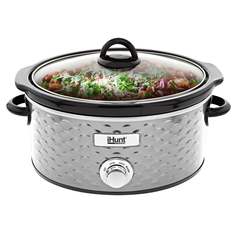 Aparat pentru Gătit Lent iHunt Bro Slow Cooker PRO, 4.25L, 220W, Control Mecanic, Timer, Menținere la Cald, Temperatură Reglabilă, Inox