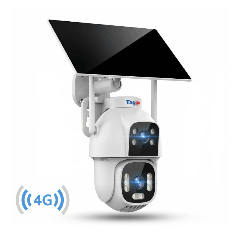 Cameră Supraveghere Solară 4G Taggo D40, 8MP, Dual Lens Full Color, eSIM, AI Detection 40m, PTZ 355 , Auto Zoom 12X, AOV, 12000mAh