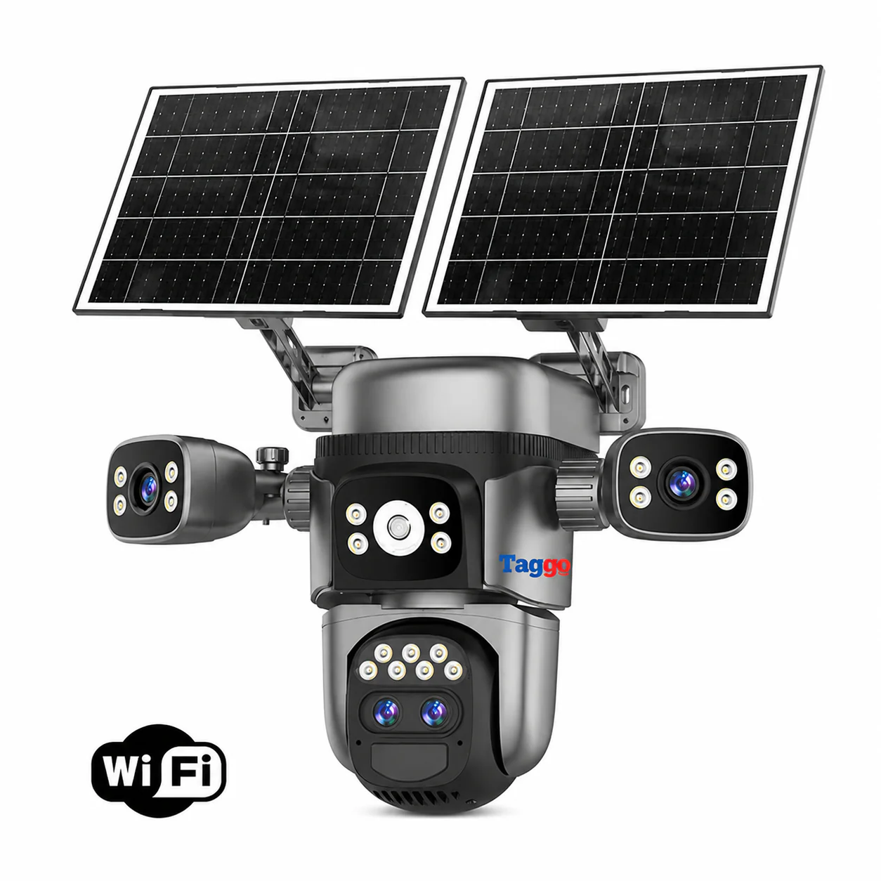 Camera Supraveghere Solara Taggo Crocodil, WiFi, 12MP, 4 Lentile, Zoom Optic 10X, AI Human Tracking, PIR, Audio Bidirectional, Viziune Nocturna Color,