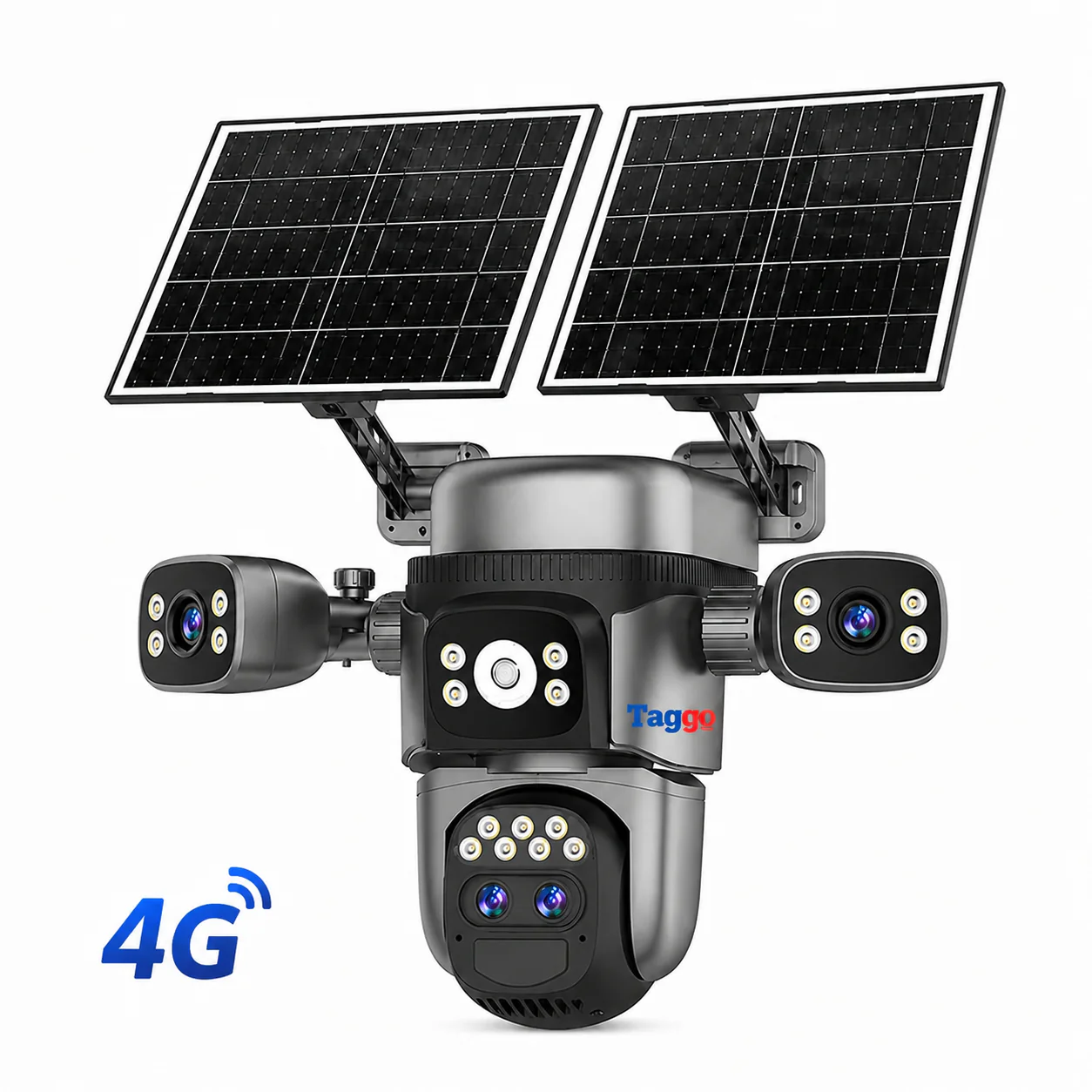 Camera Supraveghere Solara Taggo Crocodil, 4G, 12MP, 4 Lentile, Zoom Optic 10X, AI Human Tracking, PIR, Audio Bidirectional, Viziune Nocturna Color,