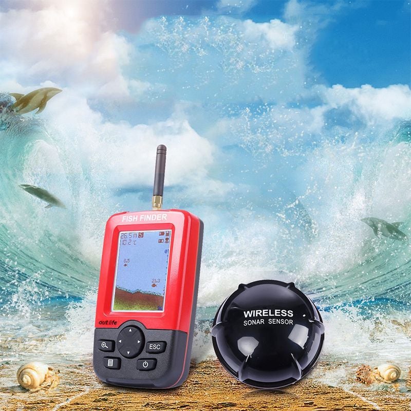 Fish Finder XJ-01, Detector portabil si inteligent de pesti, Ecran LCD, Senzor Sonar Wireless 100m, 