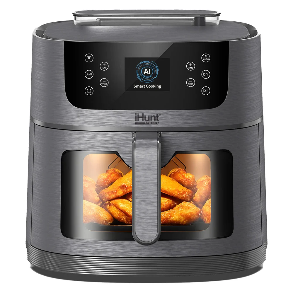 Friteuză cu Aer Cald și Rotisor iHunt Bro Air Fryer AI Steam, 8L, 1800W, AI Steam, Wi-Fi, 12 Programe AI, Control prin Aplicație, Ecran Digital