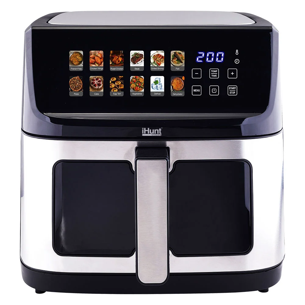 Friteuză cu Aer Cald iHunt Bro Air Fryer, 11L, 2300W, Ecran Touch LED, Încălzire 360 , Dublă Încălzire, Temperatură Reglabilă 80-200 C, Timer