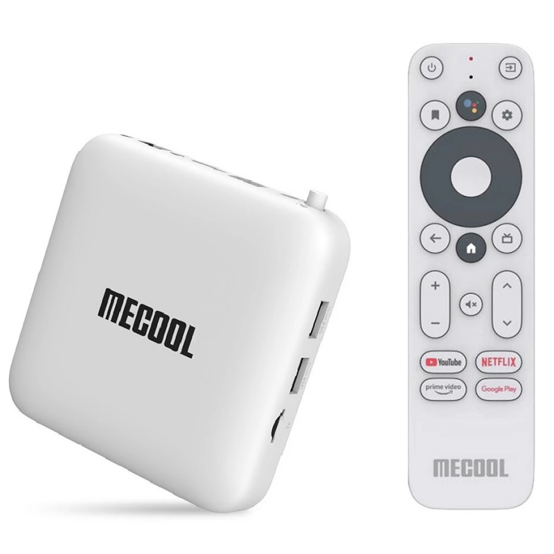 TV Box Mecool KM2 Smart Media Player Alb, 4K, RAM 2GB, ROM 8GB, Android TV 10, Amlogic S905X2 Quad C