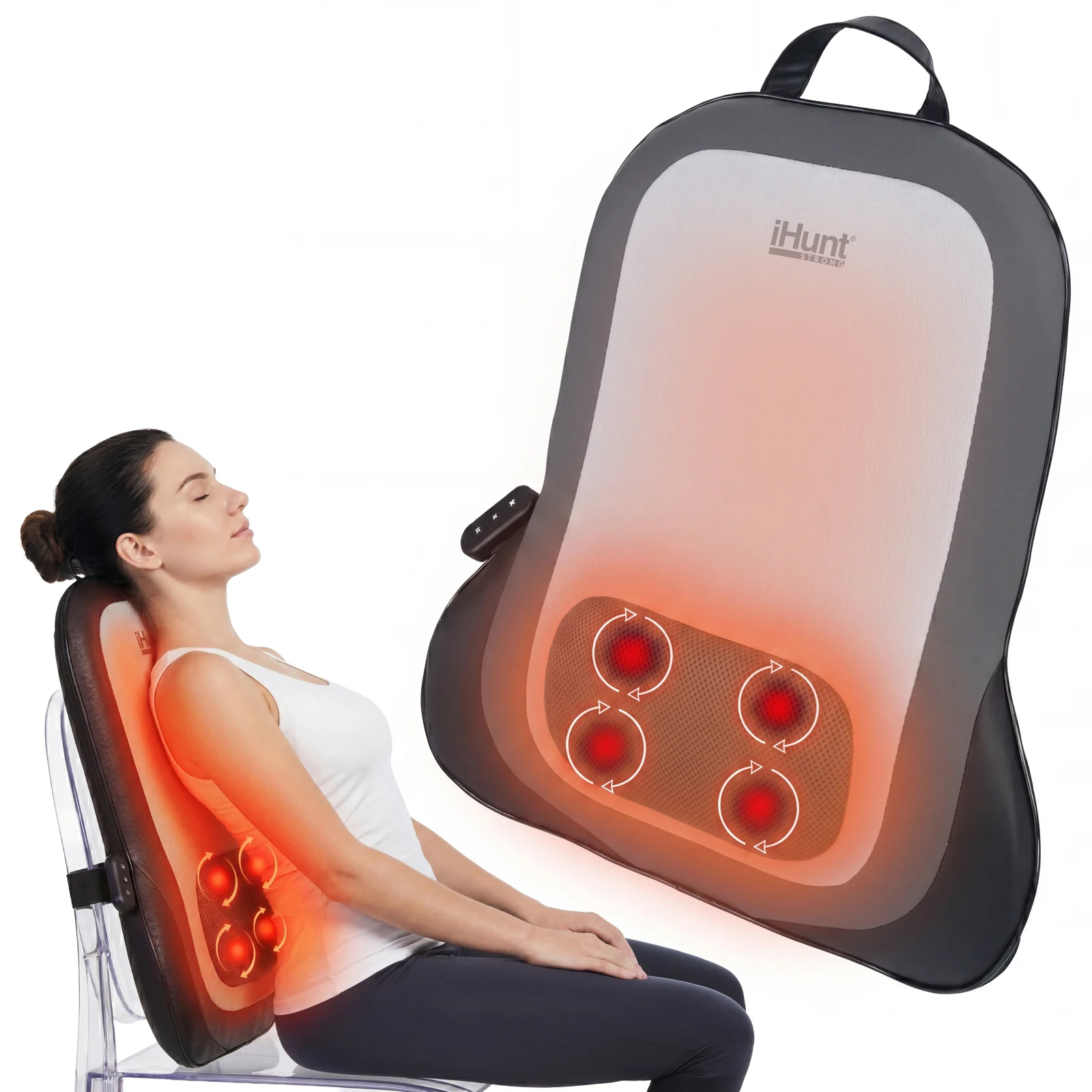 Husă de Masaj cu Încălzire iHunt SPA BackMaster Shiatsu, Masaj Spate, Gât și Fese, Tehnologie Shiatsu, Telecomandă, Auto Acasă