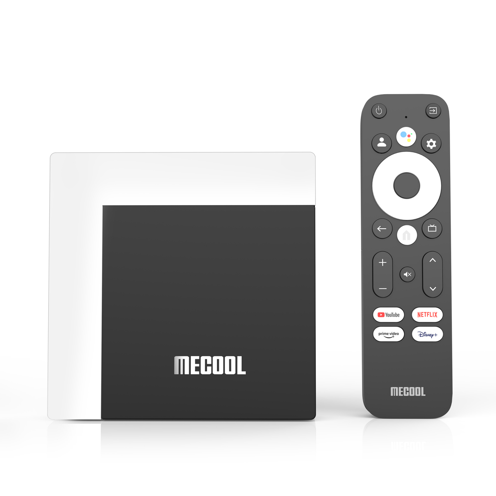 TV Box Mecool KM7 Plus Smart Media Player Negru cu alb, 4K, 2GB RAM, 16GB ROM, Android 11, Amlogic S