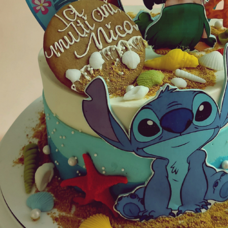 tort copii Lilo si Stitch cu decor tropical si personaje personalizate [1]