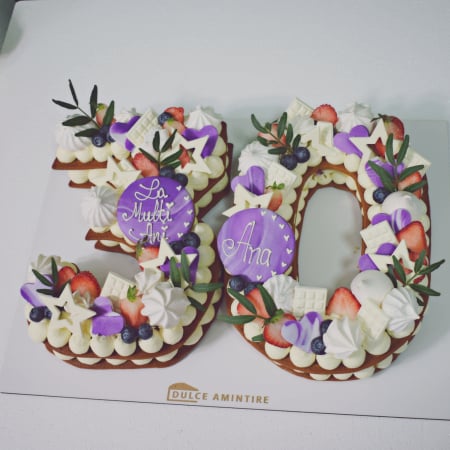Tort Cifra - Tort Cifre Personalizat - Design Elegant cu Accente Mov