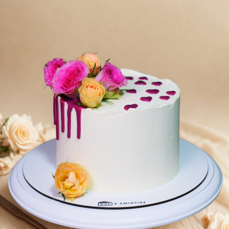 Tort cu Drip din Ciocolata & Trandafiri Naturali [1]