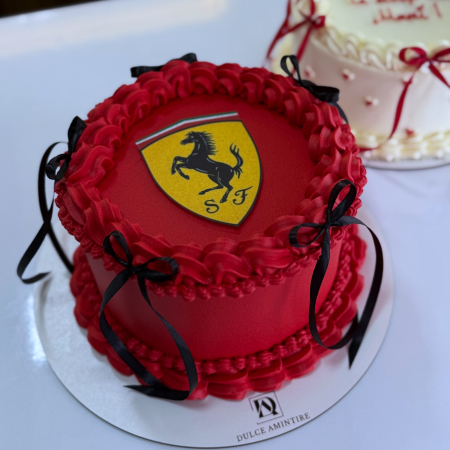 Torturi Personalizate - Tort Ferrari cu Fundițe negre