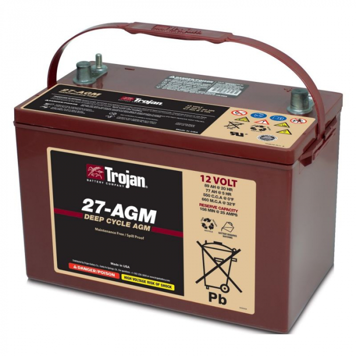 Acumulator Tractiune VRLA AGM TROJAN 27-AGM Deep Cycle 12V 89 Ah-big