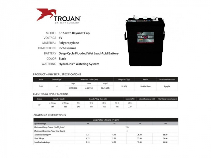 Acumulator Tractiune TROJAN Silver S-16 Deep Cycle 6V 362 Ah [2]