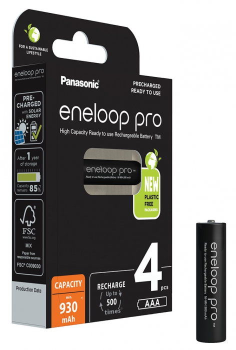 Acumulatori Panasonic Eneloop Pro AAA 900mAh 500 cicluri, bl 4 buc BK-4HCCE/4BE [2]