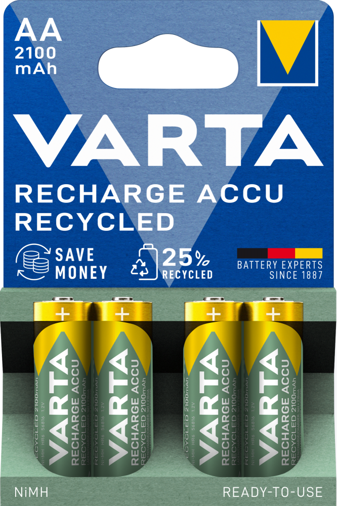 Acumulatori Varta Recycled AA R6 2100 mah preincarcati blister 2 buc 56816 [1]