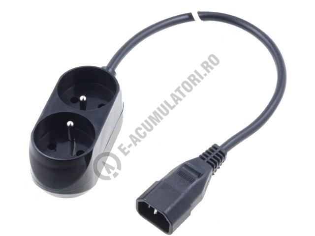 Adaptor cablu alimentare IEC320 C14 (tata) - Schuko (mama) 0.3m 2Prize PS-PCU 270/0.3m  WN217-3/07/0.3BK-2-big