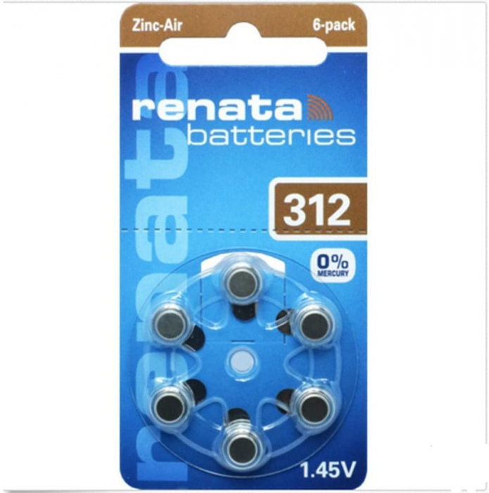 Baterie acustica RENATA ZA 312 blister, 6 buc-big
