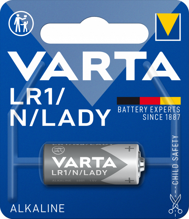 Baterie Alcalina Varta LR1 dimensiunea N 1.5V blister 1 buc-big
