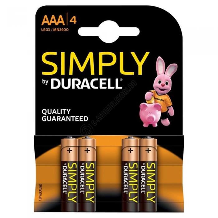 Baterii Alcaline Duracell Simply MN2400, LR3 ,AAA, blister de 4 buc [1]