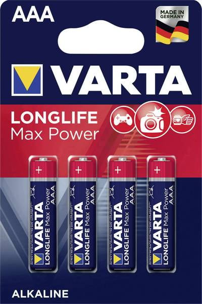 Baterie alcalina Varta Longlife Max Power AAA blister 4 bucati-big
